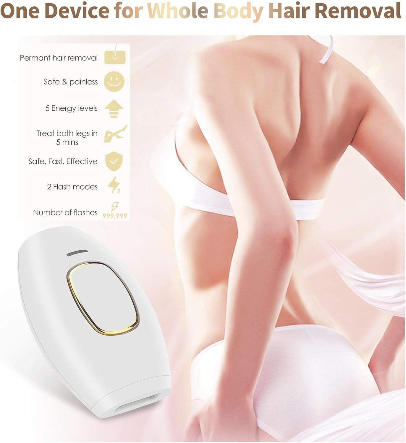 IPL Laser Hair Removal Device for Home Use – 999,999 Flashes