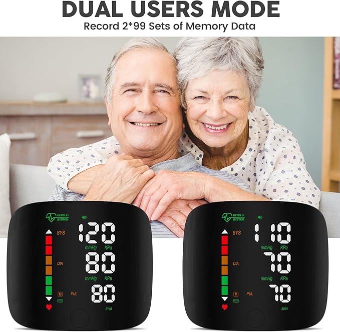 Wrist Blood Pressure Monitor with LED Touch Display