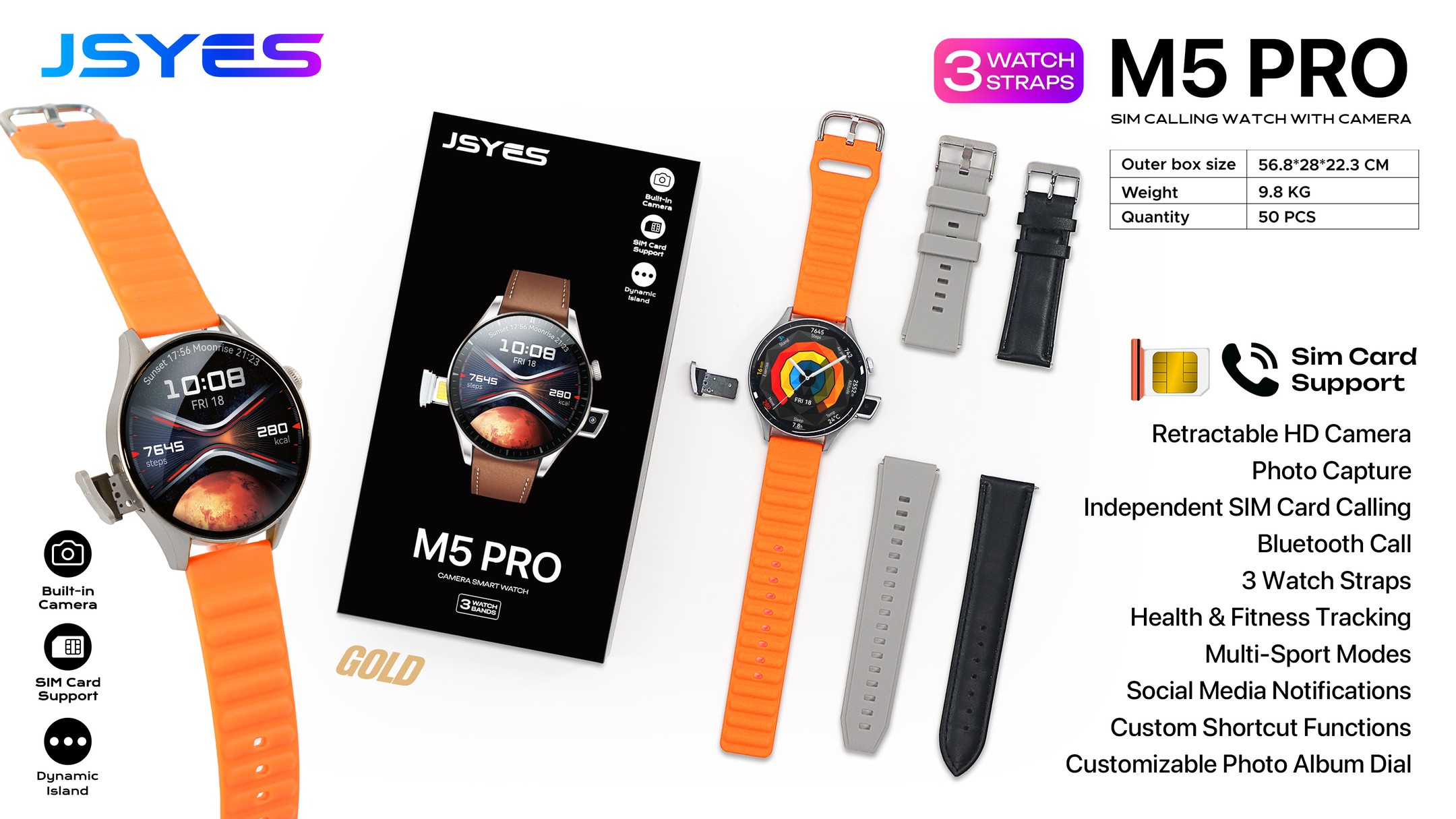JSYES M5 Pro Smartwatch with SIM Card Support