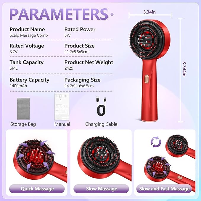 Cordless Electric Scalp Massager Brush with Oil Applicator