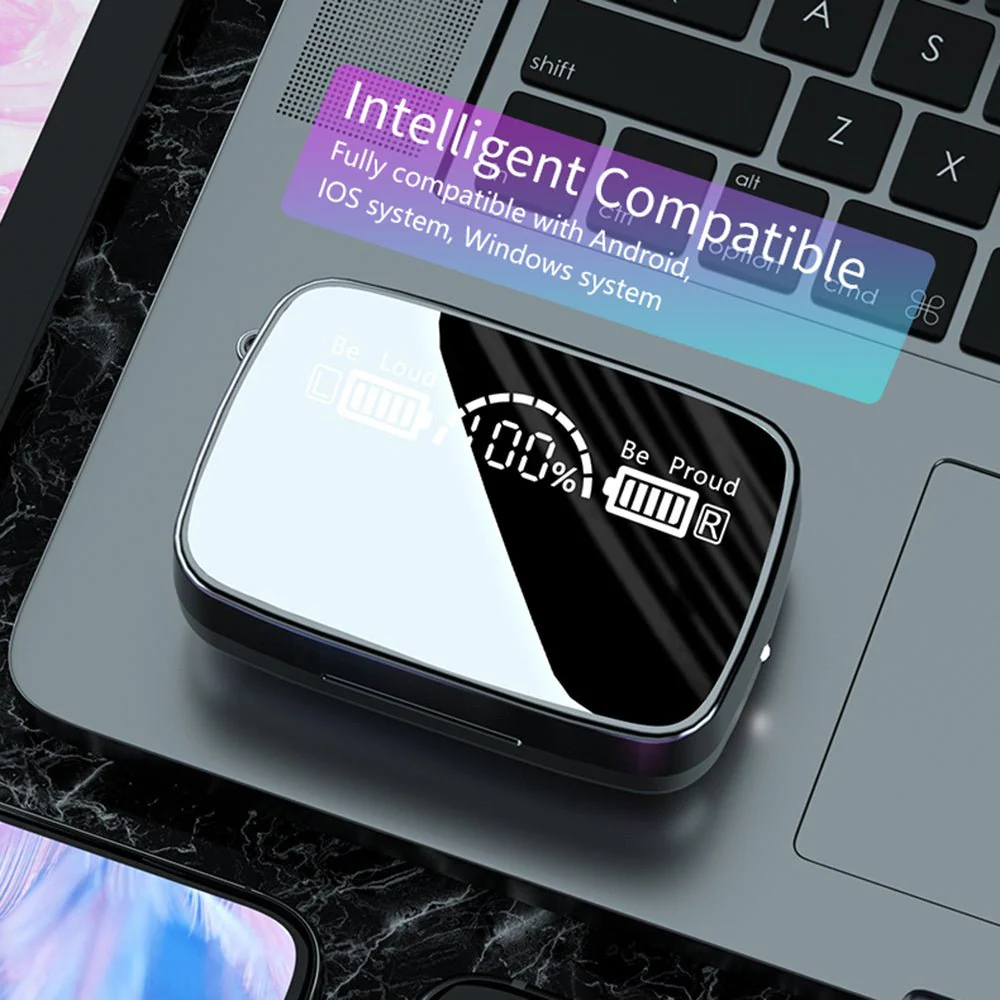 Digital Display TWS Wireless Mirror Touch Headset