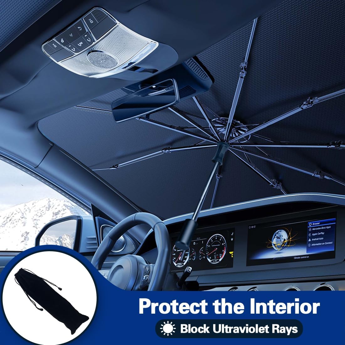 Foldable Car Windshield Sun Shade Umbrella