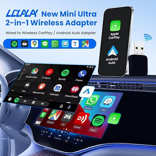 Mini 2-in-1 Wireless Android Auto & CarPlay Adapter