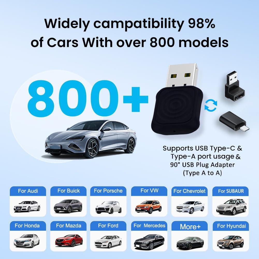 Mini 2-in-1 Wireless Android Auto & CarPlay Adapter