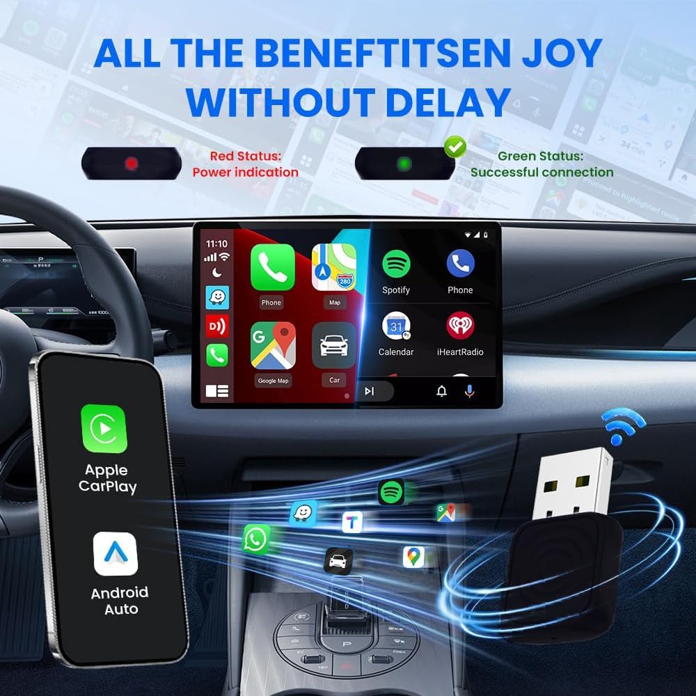 Mini 2-in-1 Wireless Android Auto & CarPlay Adapter