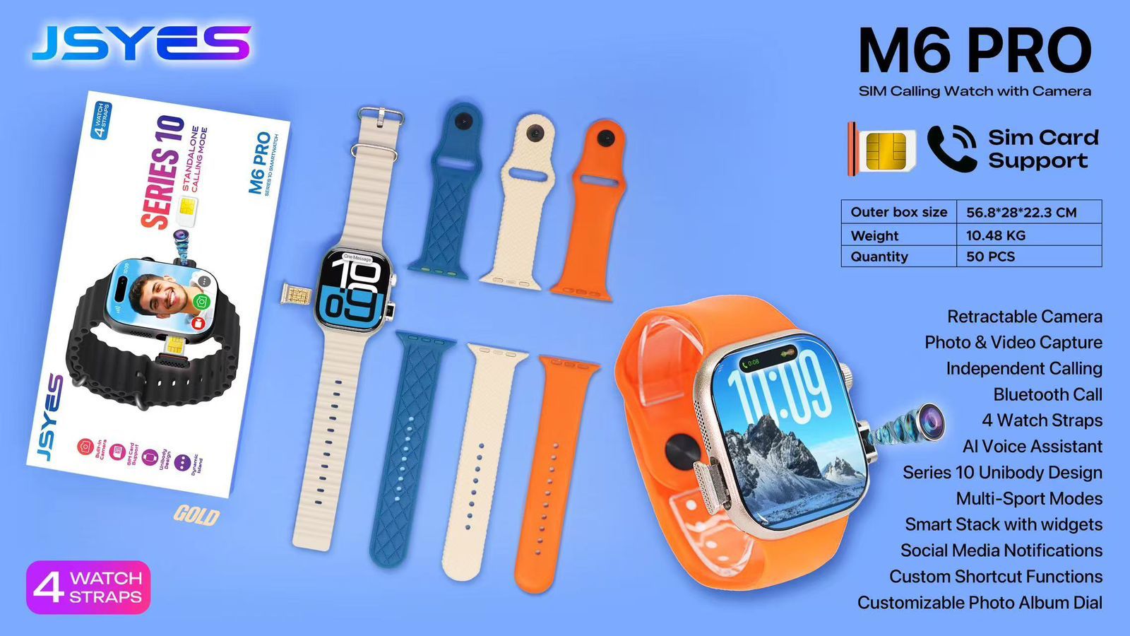 JEYES M6 PRO Sim Card support Smartwatch