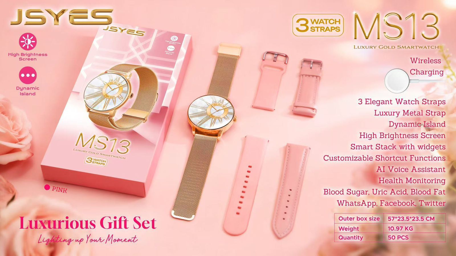 JEYES MS13 Luxurious Smartwatch for Ladies