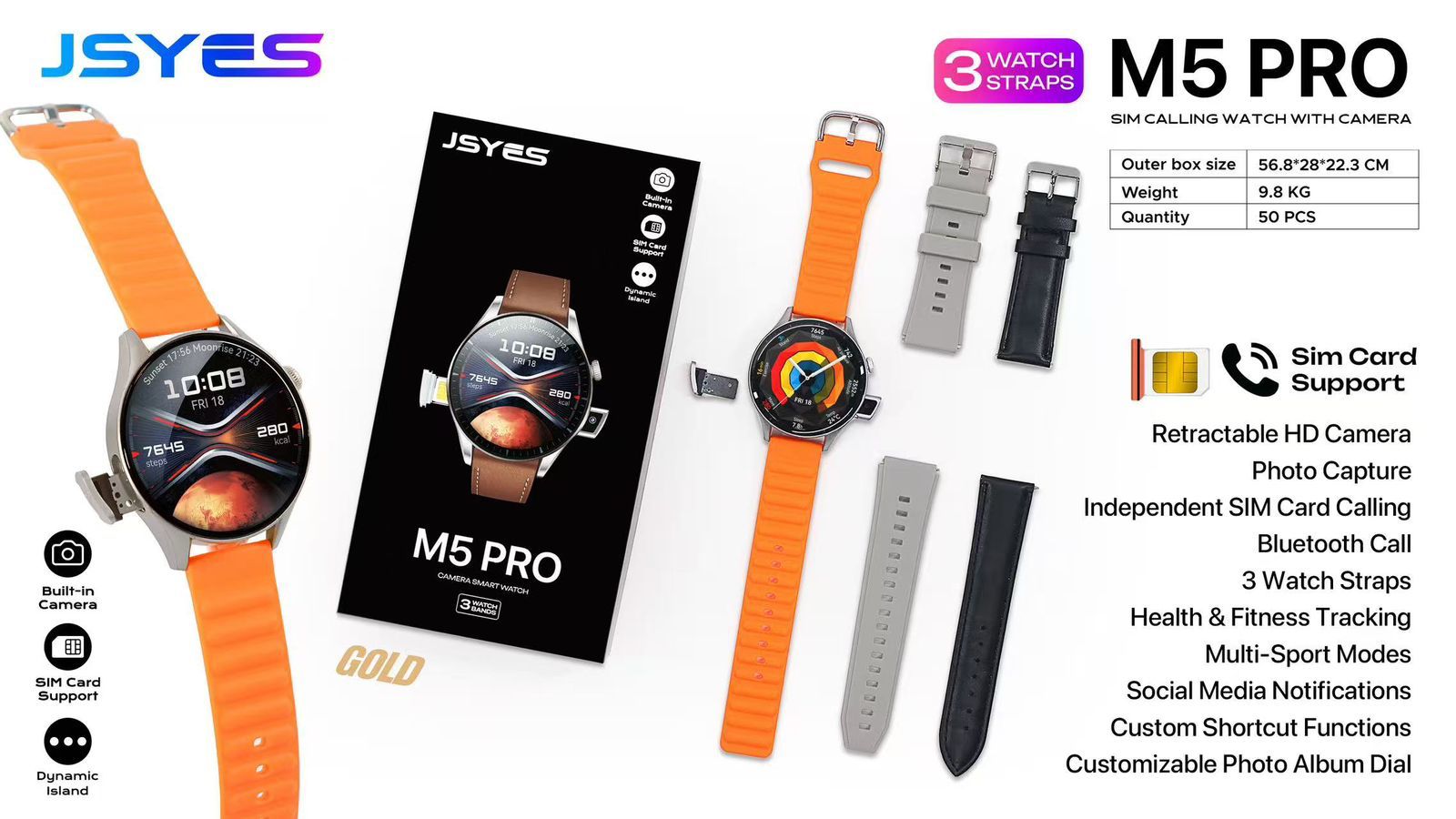 JSYES M5 Pro Smartwatch with SIM Card Support