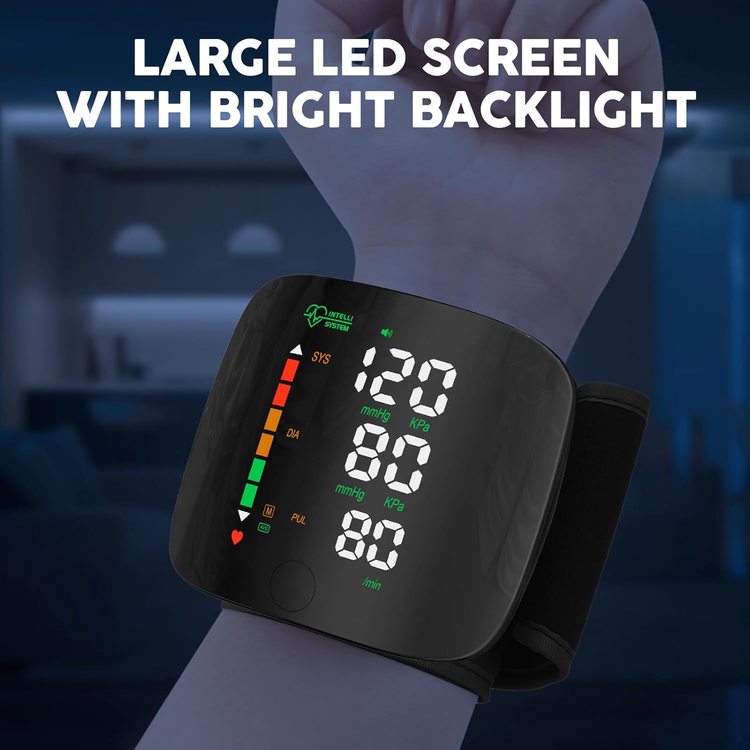 Wrist Blood Pressure Monitor with LED Touch Display