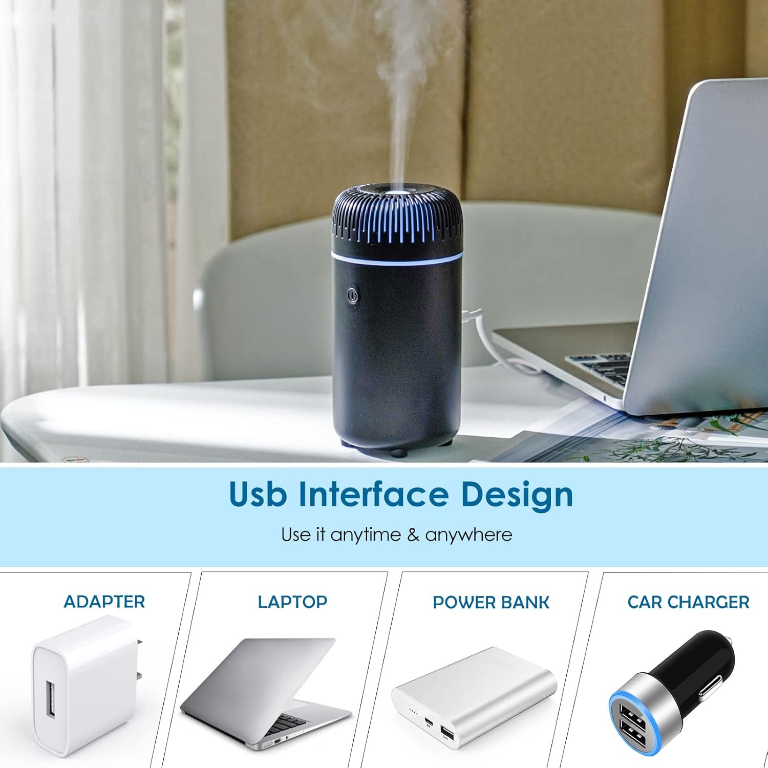 Mini USB Car Diffuser Humidifier (Black)