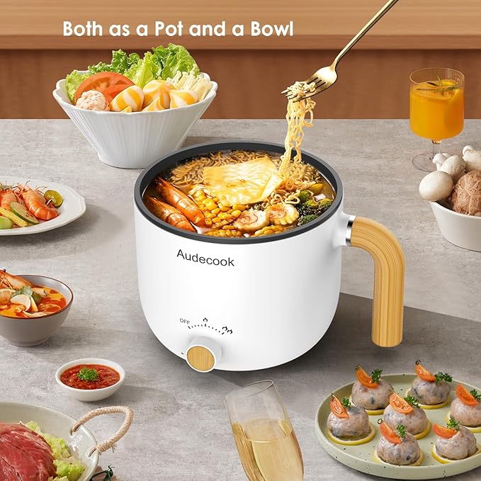 Electric Hot Pot with Steamer – 1.5L Mini Cooker