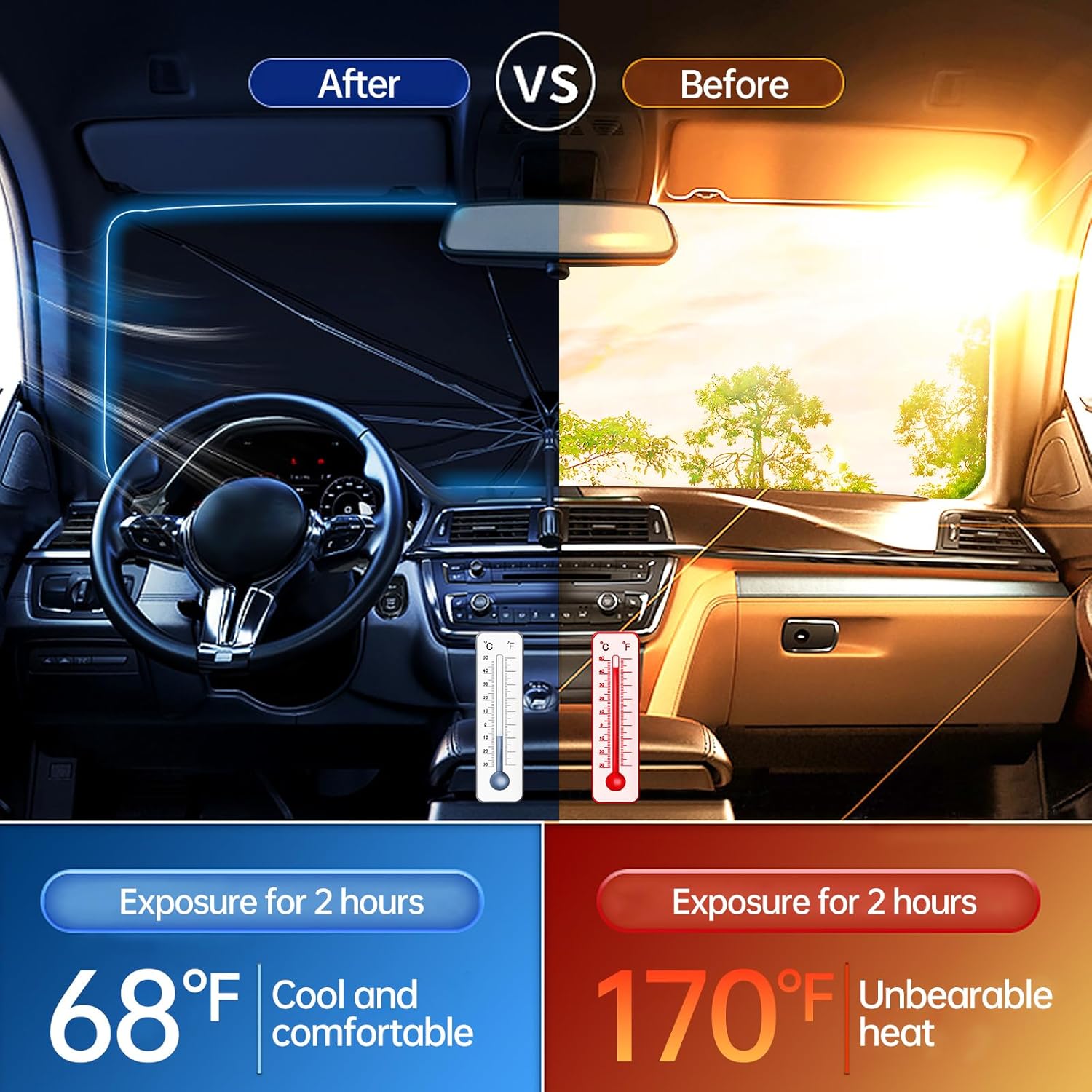 Foldable Car Windshield Sun Shade Umbrella