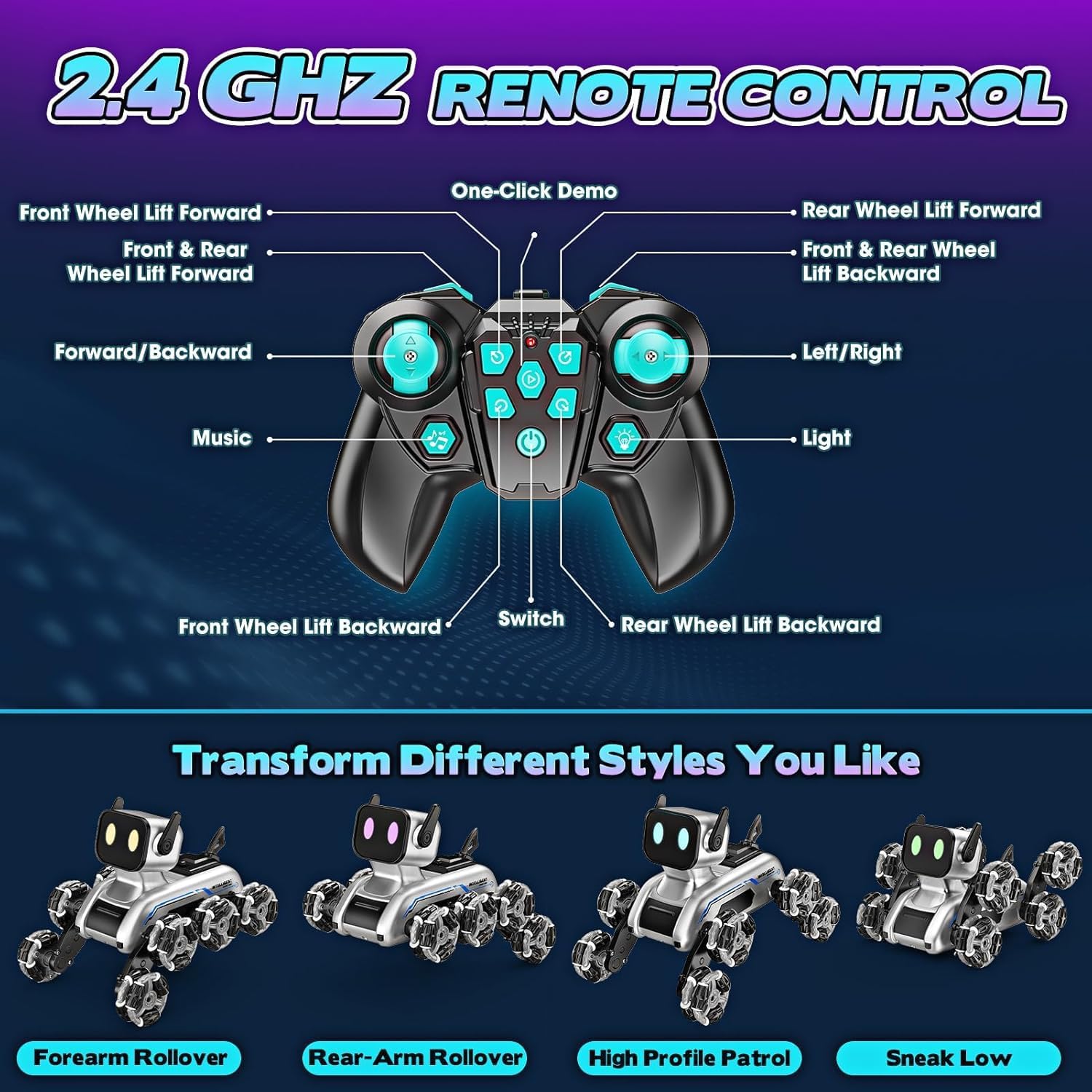 Dog Robot RC Car with Gesture Sensor & Lights