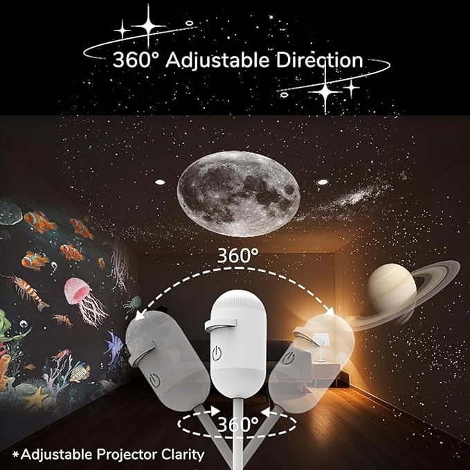 2-In-1 Galaxy Projector Night Light, Usb Starry Sky Projector With 360° Adjustable Gooseneck, 12 Projection Films, Portable Led Lamp For Bedroom, Ceiling, Car, Room Decor (with 5 Films)