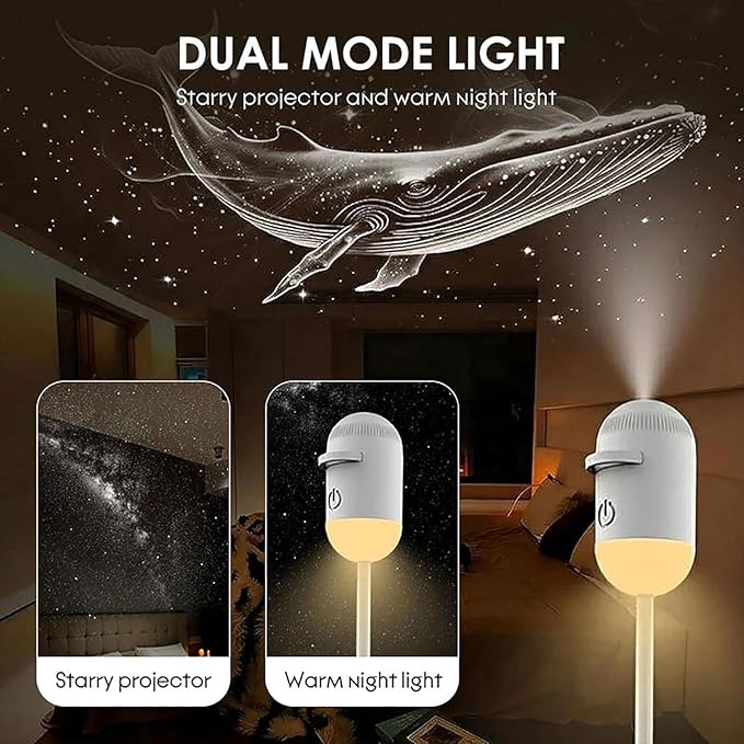 2-In-1 Galaxy Projector Night Light, Usb Starry Sky Projector With 360° Adjustable Gooseneck, 12 Projection Films, Portable Led Lamp For Bedroom, Ceiling, Car, Room Decor (with 5 Films)