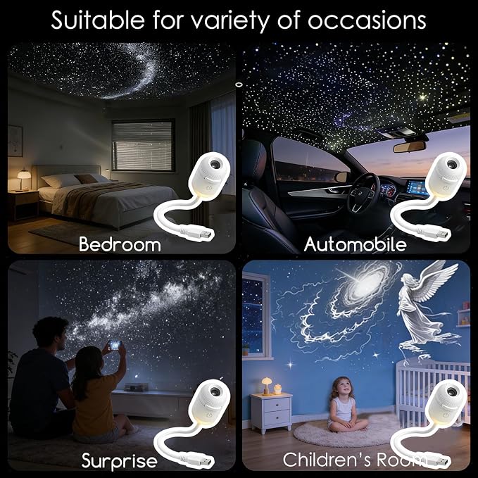 2-In-1 Galaxy Projector Night Light, Usb Starry Sky Projector With 360° Adjustable Gooseneck, 12 Projection Films, Portable Led Lamp For Bedroom, Ceiling, Car, Room Decor (with 5 Films)