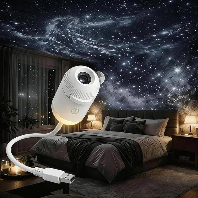 2-In-1 Galaxy Projector Night Light, Usb Starry Sky Projector With 360° Adjustable Gooseneck, 12 Projection Films, Portable Led Lamp For Bedroom, Ceiling, Car, Room Decor (with 5 Films)