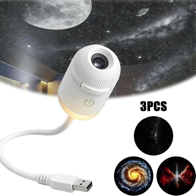 2-In-1 Galaxy Projector Night Light, Usb Starry Sky Projector With 360° Adjustable Gooseneck, 12 Projection Films, Portable Led Lamp For Bedroom, Ceiling, Car, Room Decor (with 5 Films)