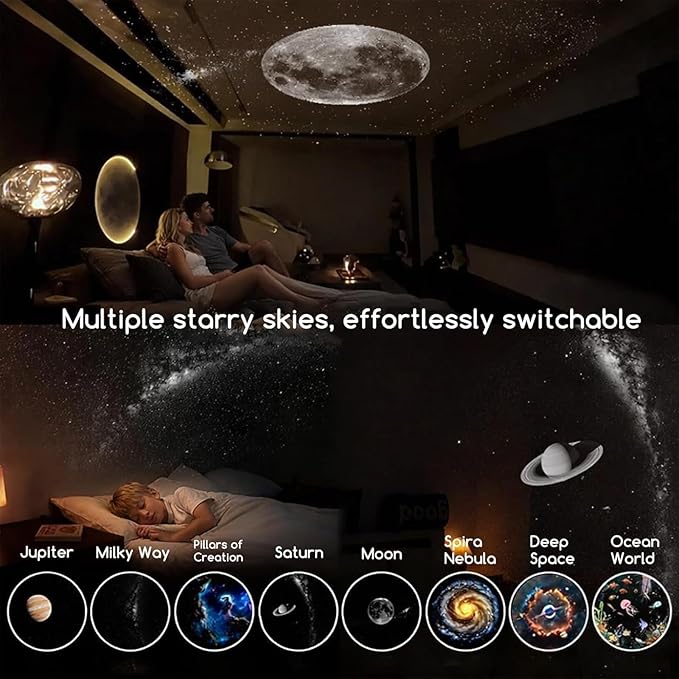 2-In-1 Galaxy Projector Night Light, Usb Starry Sky Projector With 360° Adjustable Gooseneck, 12 Projection Films, Portable Led Lamp For Bedroom, Ceiling, Car, Room Decor (with 5 Films)